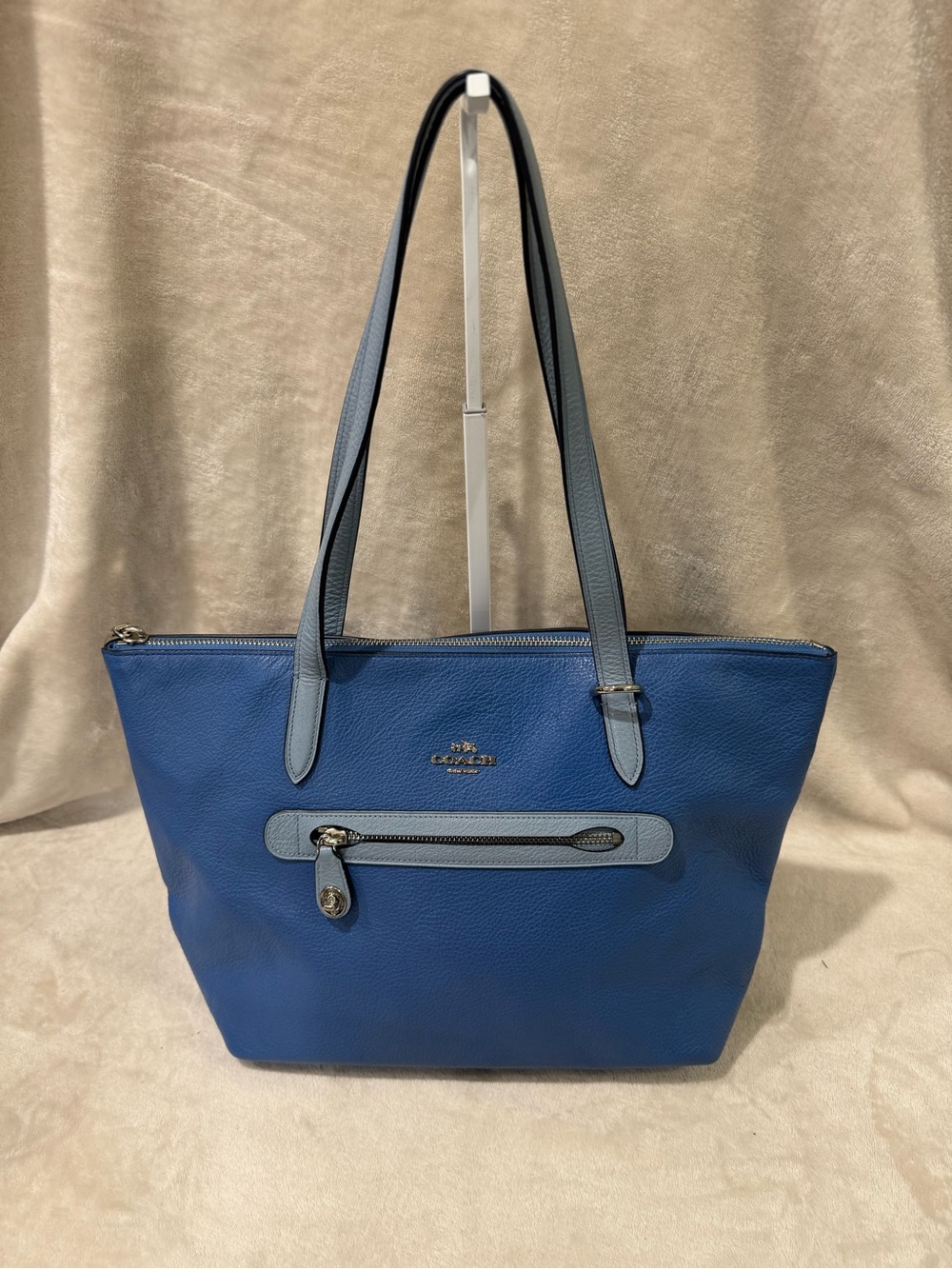 Coach Taylor Blue Pebbled Leather Tote